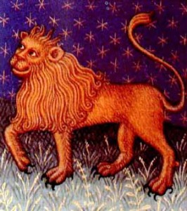 Leo-pd-by- medieval book of astrology מזל אריה. מקור: ויקיפדיה ברשיון שימוש חופשי PD. איור מתוך: medieval book of astrology
